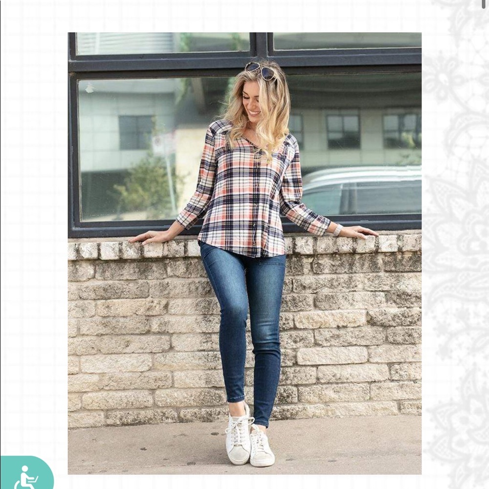 Knit Plaid Button Up